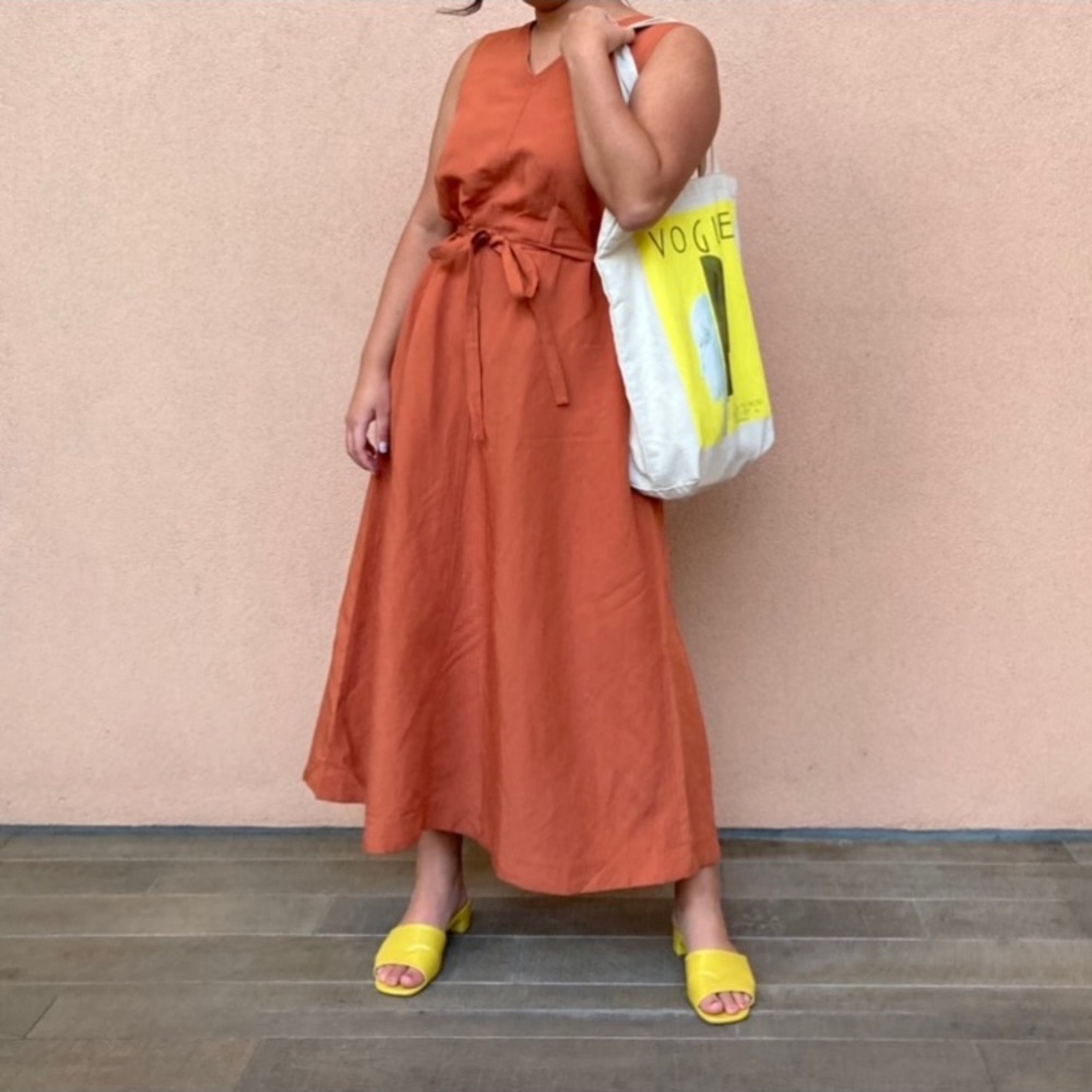 Burnt Orange Uniqlo Maxi Tie-Dress